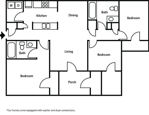 a floor plan of our home come equipped with water and dry connections