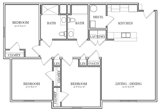 A black and white image of a floor plan for a house.