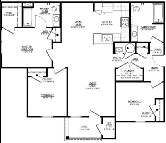 A black and white image of a house floor plan.
