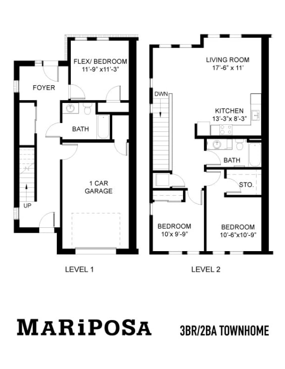 a floor plan for a house with two floors and a car garage