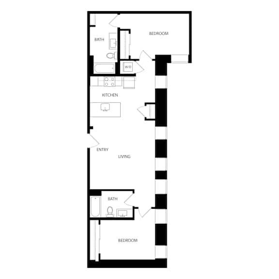B11 Floor Plan at Residences at Delmar Divine, St. Louis, 63112