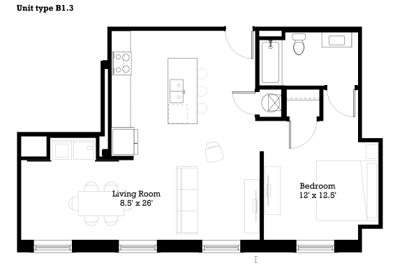 B1.3 Floor Plan at The Mill at Prattville, Prattville, 36067