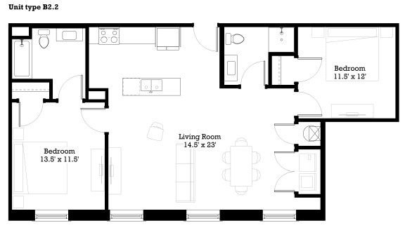 B2.2 Floor Plan at The Mill at Prattville, Alabama, 36067