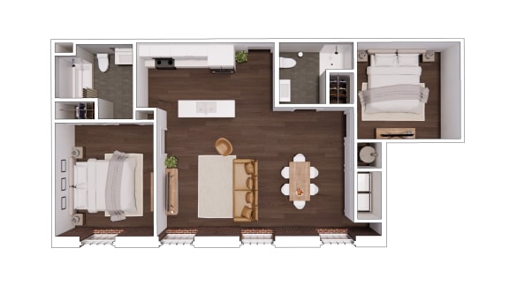 B2.2 Floor Plan at The Mill at Prattville, Prattville, AL, 36067