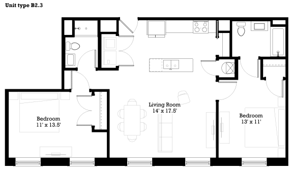 B2.3 Floor Plan at The Mill at Prattville, Prattville, 36067