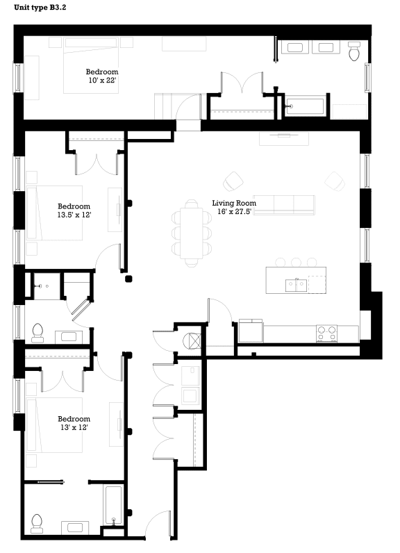B3.2 Floor Plan at The Mill at Prattville, Prattville, AL, 36067