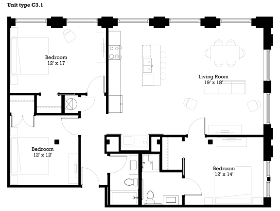 C3.1 Floor Plan at The Mill at Prattville, Prattville, 36067
