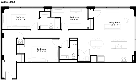 D3.2 Floor Plan at The Mill at Prattville, Alabama, 36067