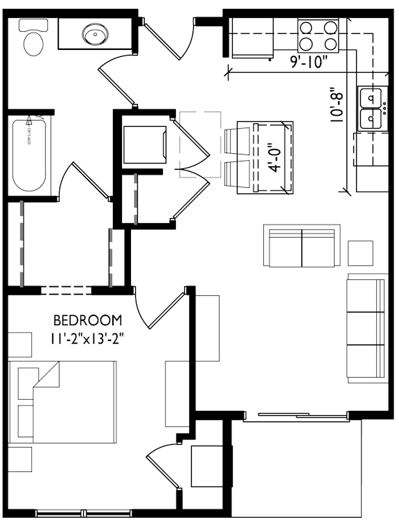 A black and white image of a floor plan for a home.