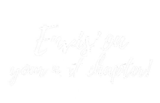 A black and white image with the text "Envision your next chapter!" written in a cursive font.