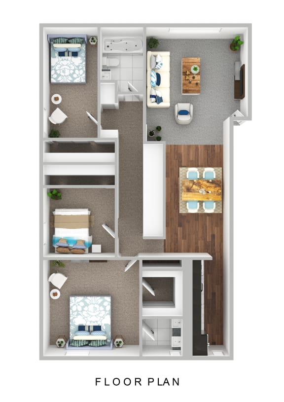 a 1 bedroom floor plan with a bathroom and a living room