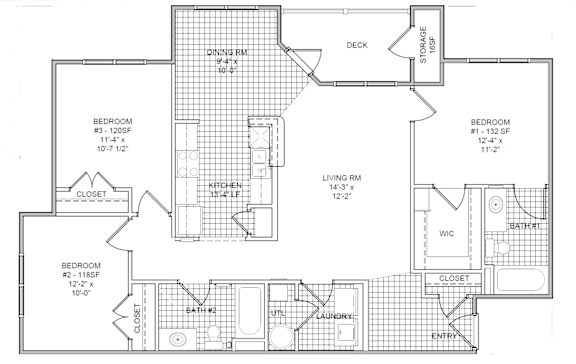 the plan of the second floor of the house showing the floor plan for two bedrooms