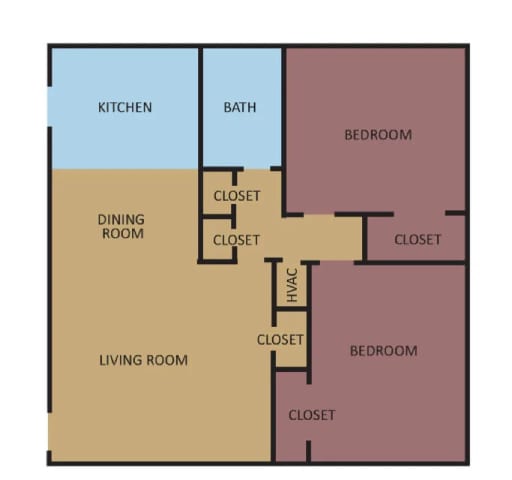 A diagram of a house layout with labeled rooms.