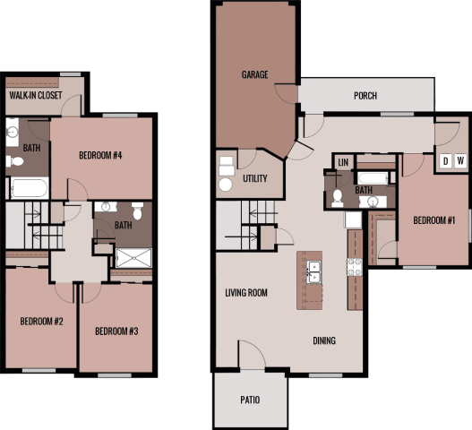 A floor plan of a house with labeled rooms such as Bedroom #4, Bath, Garage, Porch, and Dining.