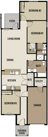 A floor plan of a house with labeled rooms such as Bedroom #1, Kitchen, and Living Room.