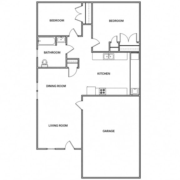 A black and white floor plan of a house with labeled rooms.