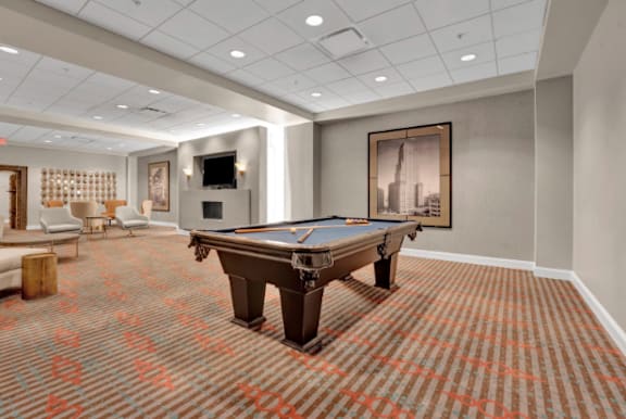 a spacious game room with a pool table at Metro67, Memphis, Tennessee