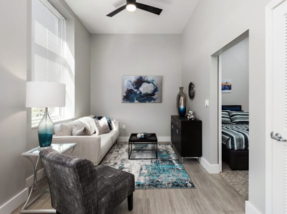 Living Space at Residences at Delmar Divine, Missouri, 63112