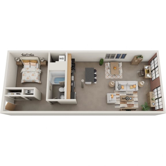a floor plan of a one bedroom apartment with a bedroom and a bathroom 876 sqft