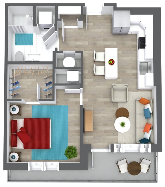 a floor plan of a house with a bedroom and living room