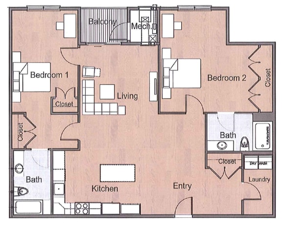 2 Bedtroom Deluxe Sto Floor Plan