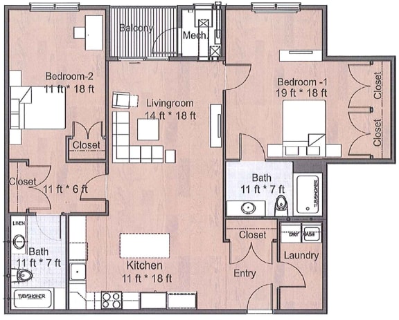 2 Bedroom Luxury Sto Floor Plan