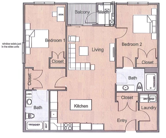 2 Bedroom 2 Bathroom Sto Floor Plan
