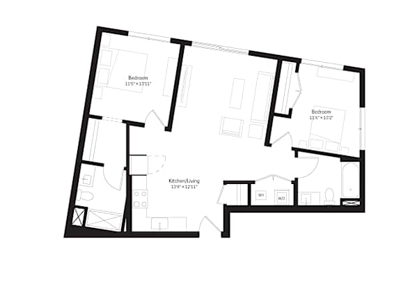 Two-bedroom, two-bath floor plan