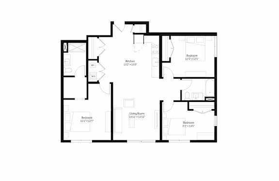 A black and white image of a house floor plan.