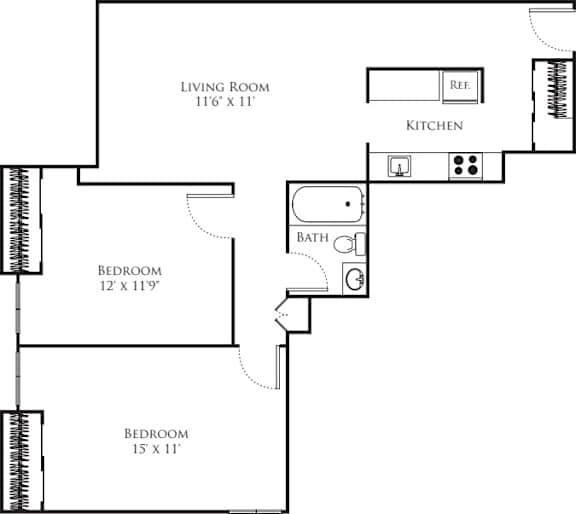 Two bedroom floor plan image