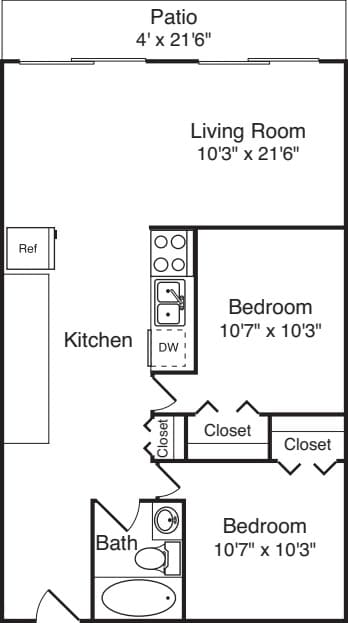 Two bedroom floor plan image