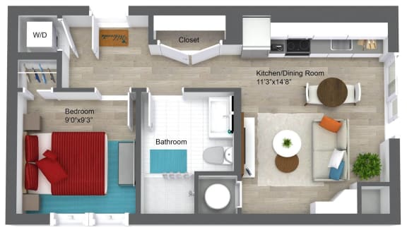 one bedroom apartment floor plan somerville