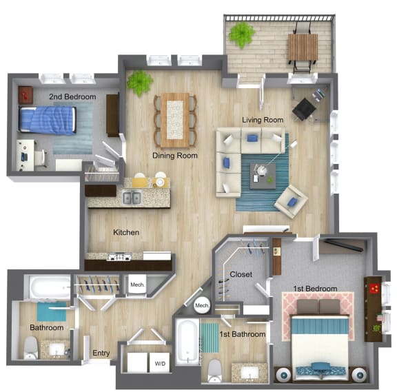 Ashland Woods large 2 bedroom floor plan