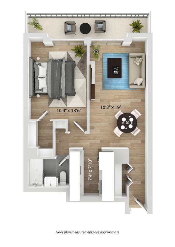 Floor Plan  a floor plan of a bedroom with a wood floor