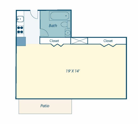 a floor plan of a small house with a bedroom and a living room