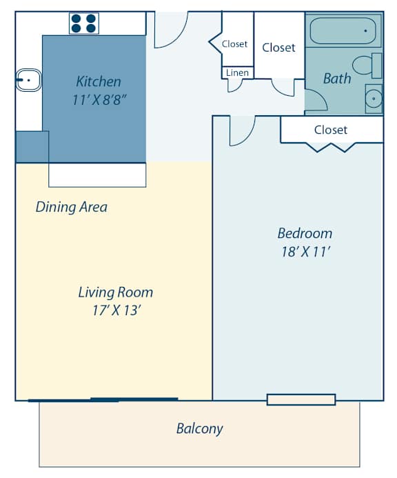 a floor plan of a living room and a dining area with a kitchen and a