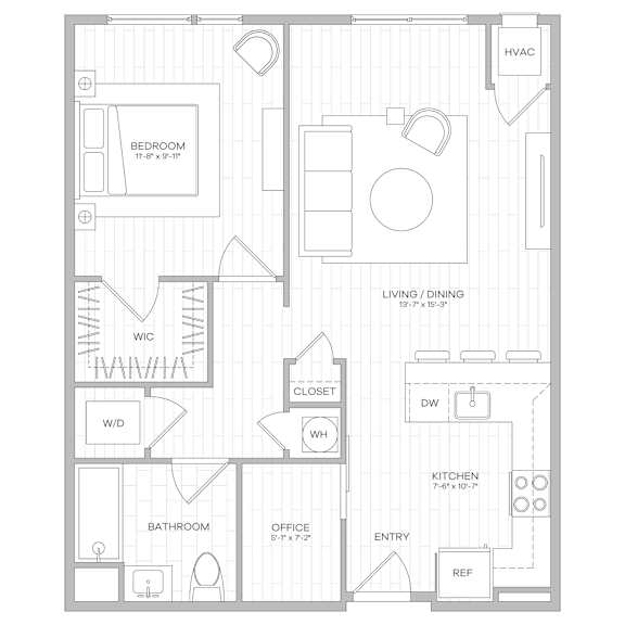 A floor plan of a house with a living room, kitchen, and bedrooms.