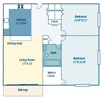 Floor Plan  One Bedroom FLoor plan faxon