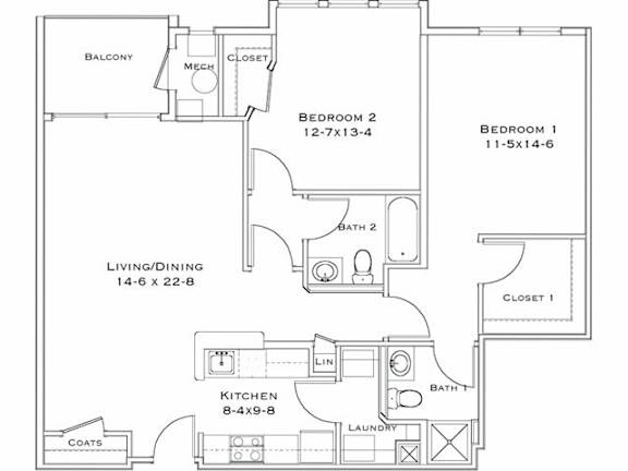 A black and white image of a house floor plan.