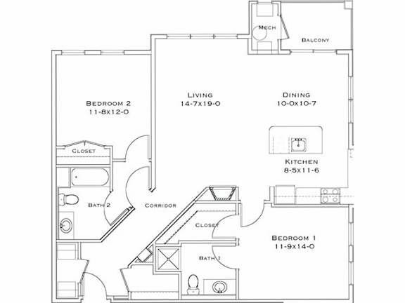 A black and white image of a house floor plan.