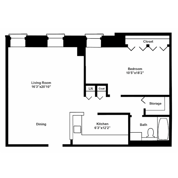 A black and white image of a floor plan for a house.