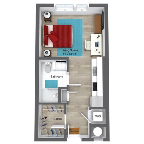 Studio 1 Bath 397 Sq.Ft. NEW Studio Floor Plan at Union 346, Somerville, Massachusetts, 02143