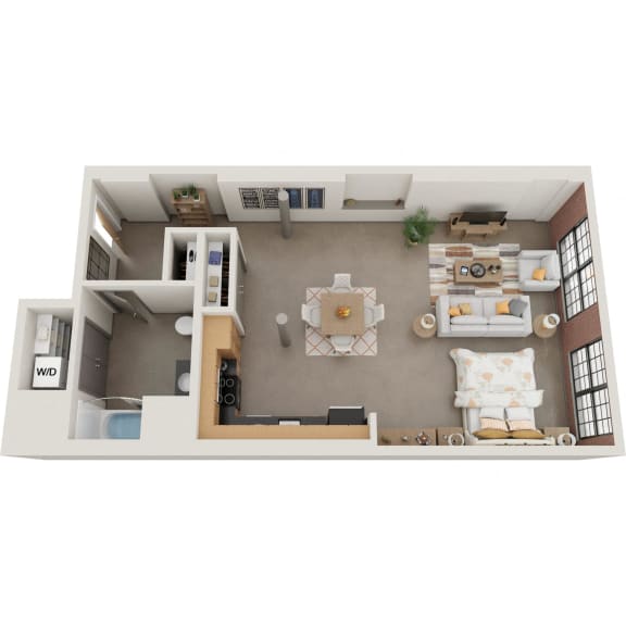 a floor plan of a home with a bedroom and a living room