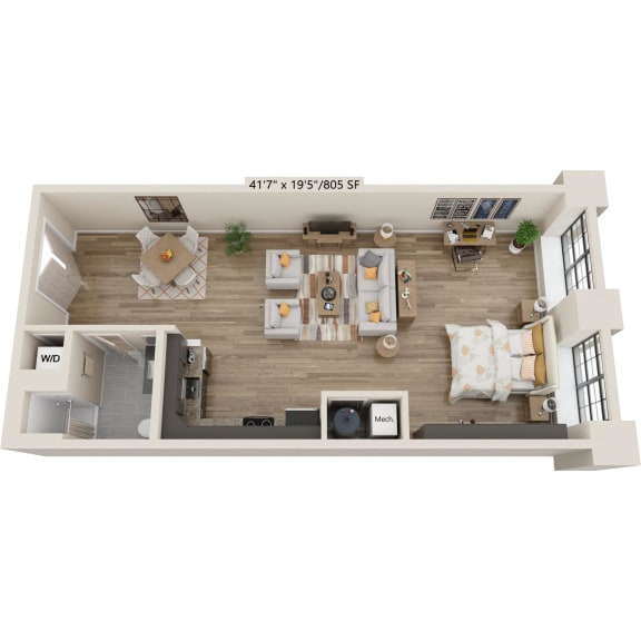 a 2 bedroom floor plan with a bathroom and a living room