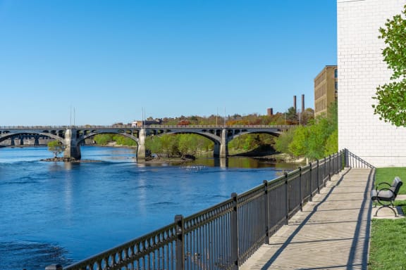 a view of a bridge over the river