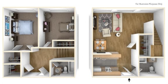 Two Bedroom Apartment Floor Plan  at Royal Worcester Apartments, Worcester