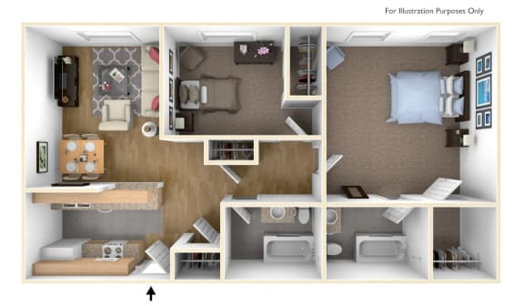 Two Bedroom Apartment Floor Plan  at Royal Worcester Apartments, Worcester, 01610