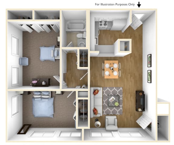 Two Bedroom Apartment Floor Plan at Chapman House, E. Boston, Massachusetts, 02128