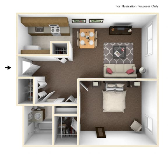 One Bedroom Floor Plan at Bridgeport Elderly Apartments, Bridgeport, 06604