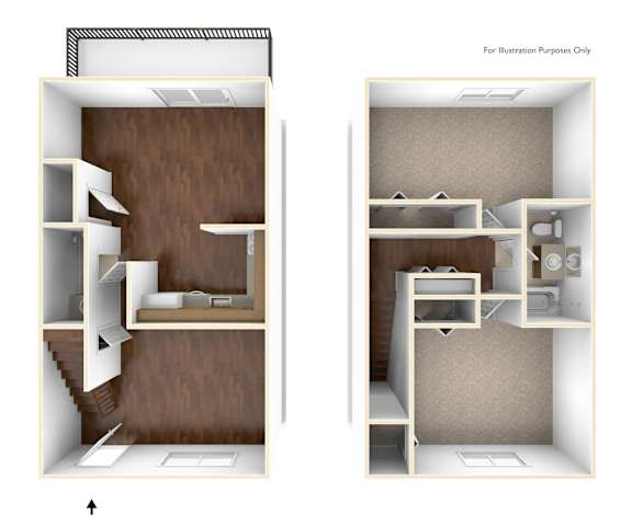2 Bed 1 Bath Floor Plan at Rolling Green Apartments, Massachusetts, 01002